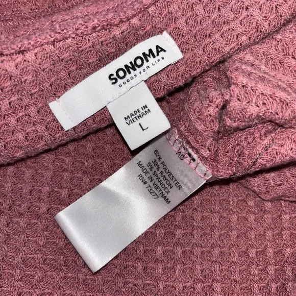 Sonoma Pink Rose Mauve Button-Up Ribbed Long Cardigan Size L Fall Layers Kohl’s - Picture 4 of 5